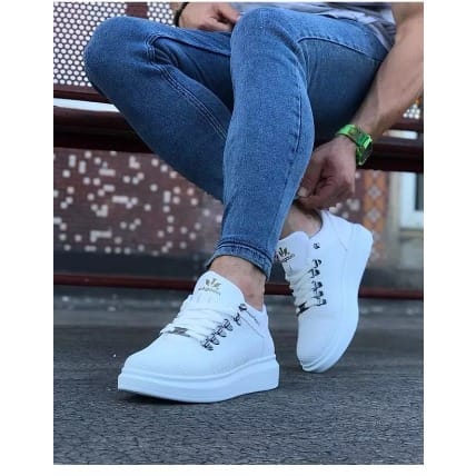 Men's Pu Leather Sneakers Running Walking Fashion Shoes - White