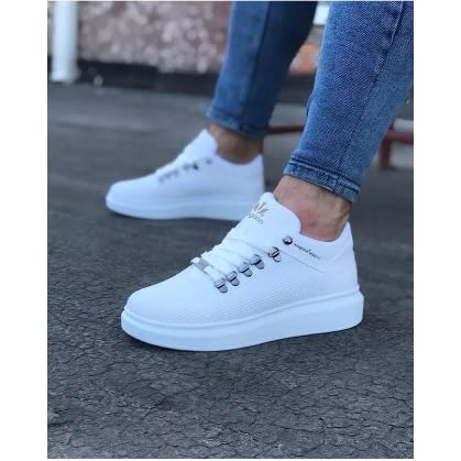 Men's Pu Leather Sneakers Running Walking Fashion Shoes - White