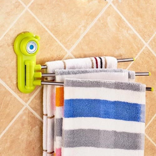 Magic Suction Three Arm Towel Rack Swivel Layer Hanger