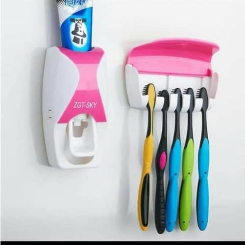Toothpaste Dispenser And Toothbrush Holder - 1 Set