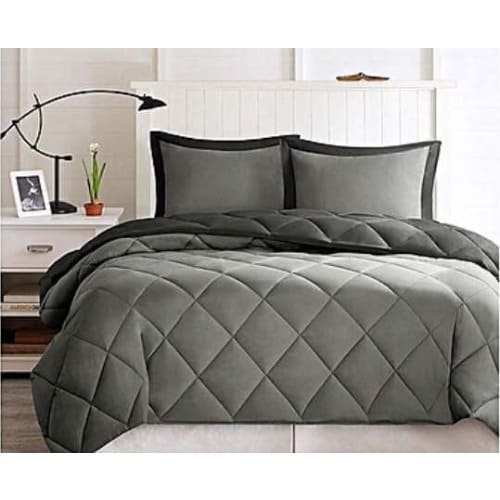 Plain Front And Back Duvet - Grey And Black Color