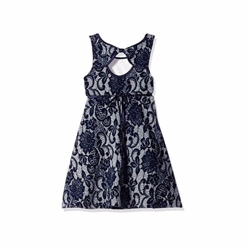 Textured Knit Lace Print Aline Dress
