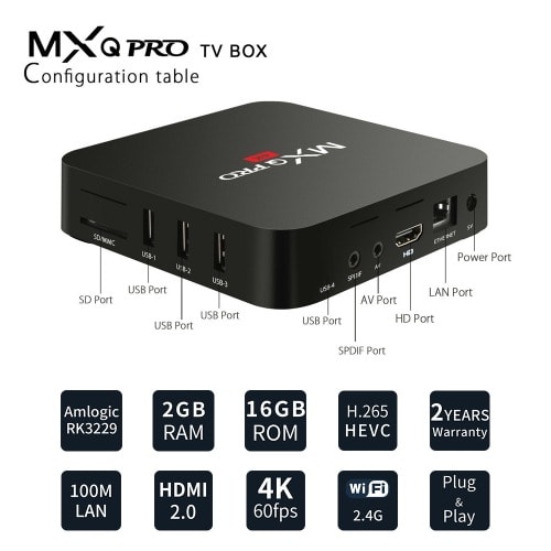 Android 8.1 TV Box - 2GB RAM - 16GB ROM - Quad Core Support