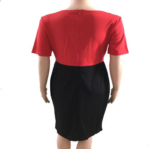 Ladies' Corporate Midi Dress - Black And Red