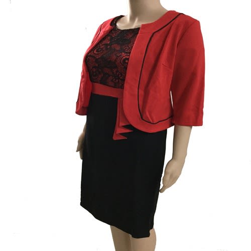 Ladies' Corporate Midi Dress - Black And Red