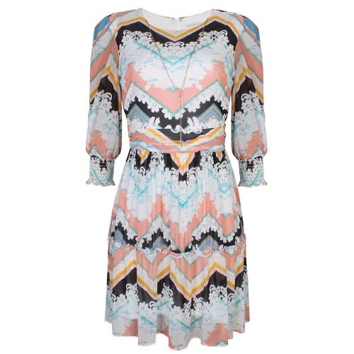 Floral Print Necklace Dress - White