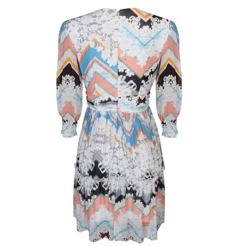 Floral Print Necklace Dress - White