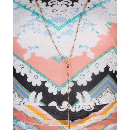 Floral Print Necklace Dress - White