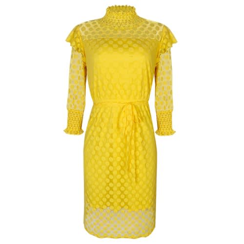 Polka Dot Lace Dress - Yellow