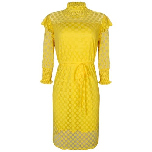 Polka Dot Lace Dress - Yellow