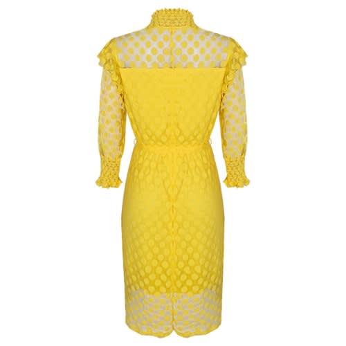 Polka Dot Lace Dress - Yellow