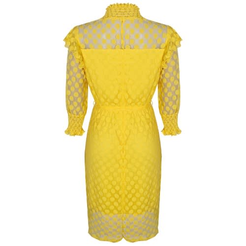 Polka Dot Lace Dress - Yellow