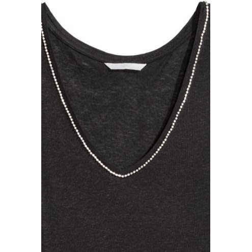 Embellished Vest Top- Black