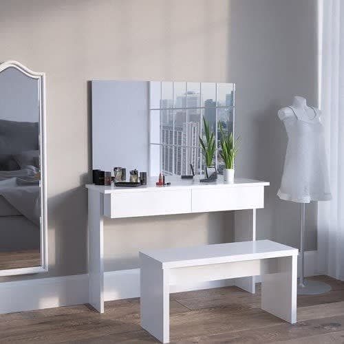 Buff Dressing Table With Mirror