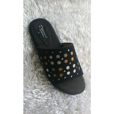 Randy Italian Black Suede Leather Slippers