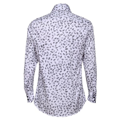 Astonishing Leaf Print Shirt - White & Black - Msht-3629
