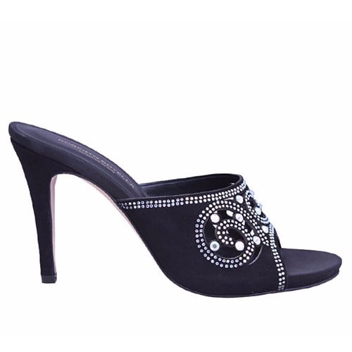 Black Slippers with Stones