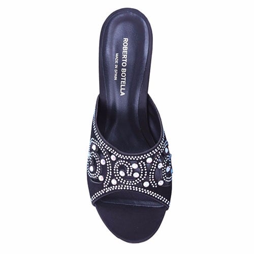 Black Slippers with Stones