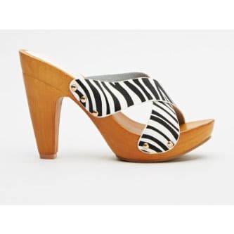 Wooden Zebra Print Clogs