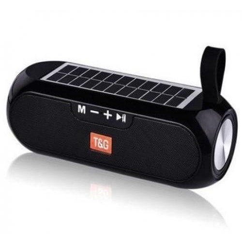 T&G Tws Portable Bluetooth Speaker With Solar Panel - Black - Tg-182