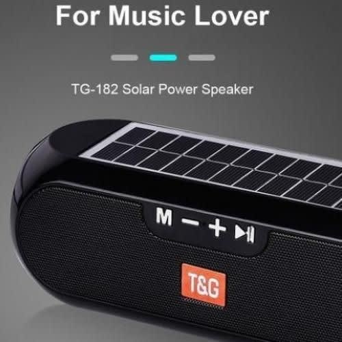 T&G Tws Portable Bluetooth Speaker With Solar Panel - Black - Tg-182