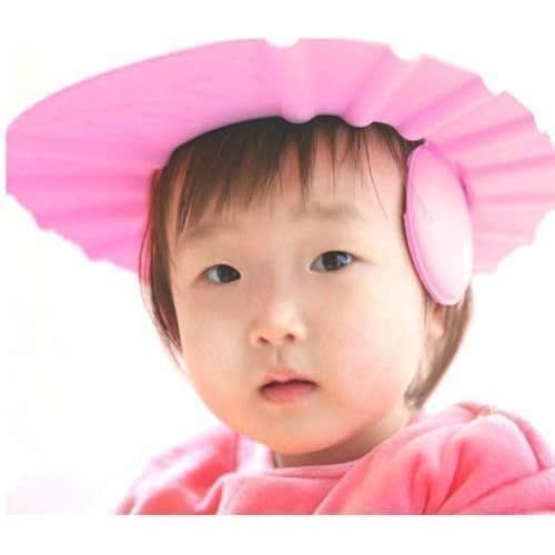 Adjustable Kids And Baby Shower Cap With Ear Cover - Pink