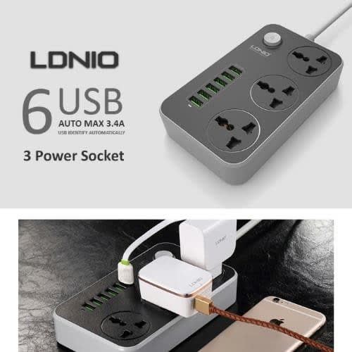 6 Port Usb 3 Ac Intelligent Surge Protector Power Socket