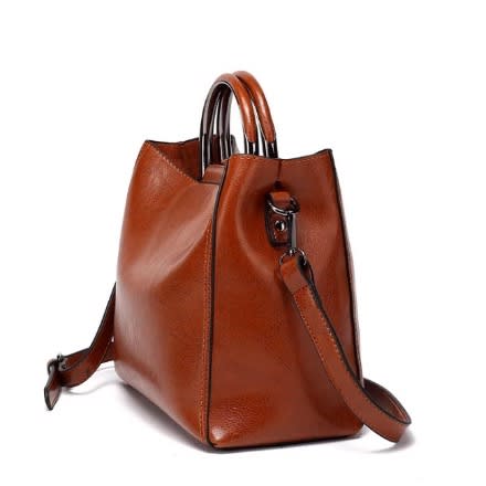 Leather Handle Handbag - Medium Size