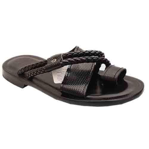 SR MILANO Black Slippers With Rope Design