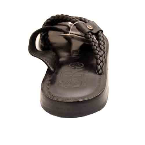 SR MILANO Black Slippers With Rope Design