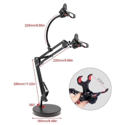 Extendable Double Phone Holder With Suspension Boom.