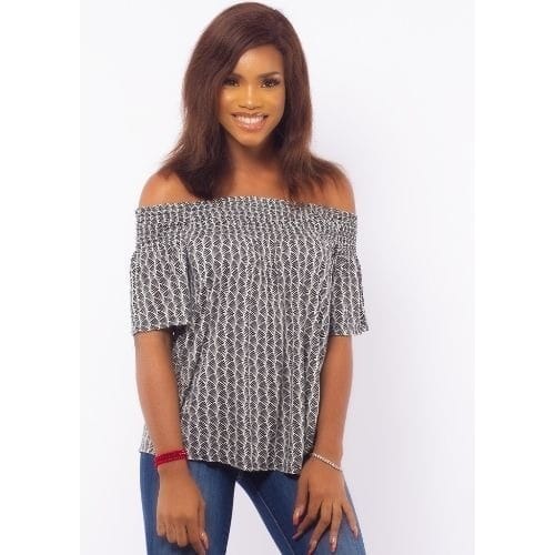 Off The Shoulder Jersey Top - Black And White