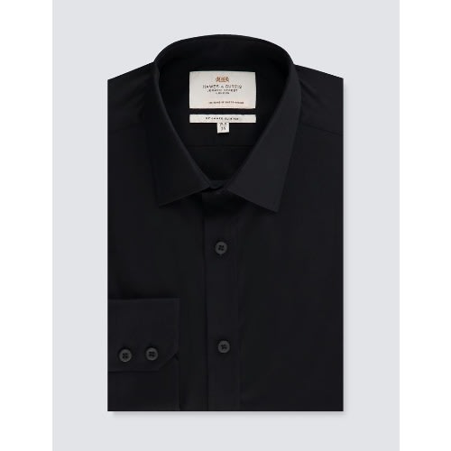 Slim Fit Cotton Stretch Shirt For Men - Black