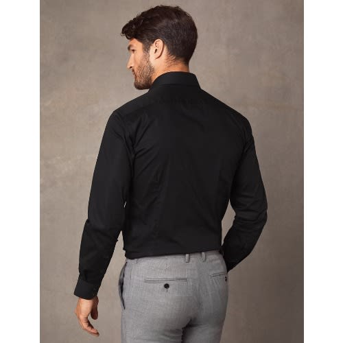 Slim Fit Cotton Stretch Shirt For Men - Black