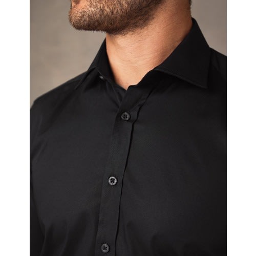 Slim Fit Cotton Stretch Shirt For Men - Black