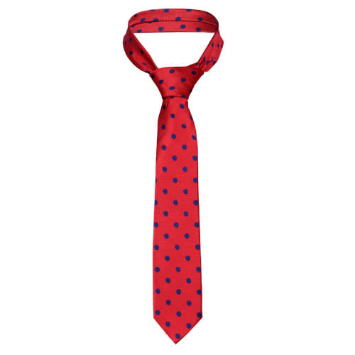 Polka Dots Tie & Pocket Square - Red & Blue