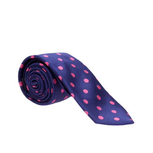 Polka Dots Tie & Pocket Square - Blue & Pink
