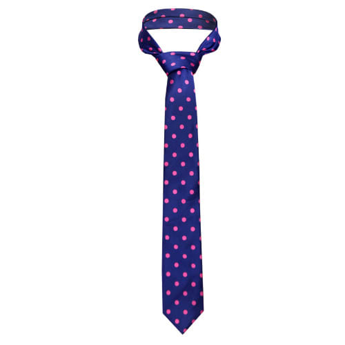 Polka Dots Tie & Pocket Square - Blue & Pink
