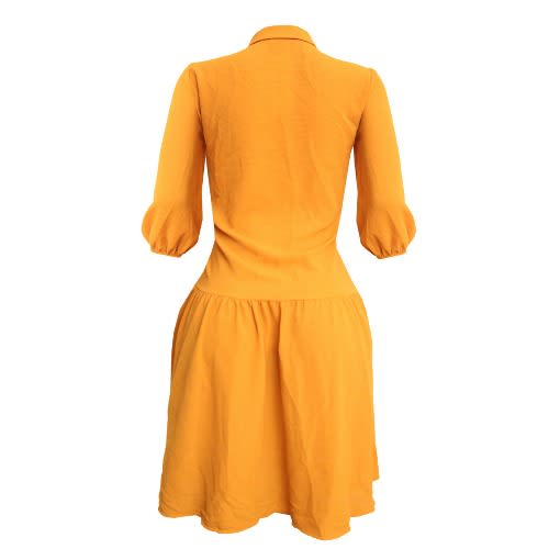 Drop Hem Shirt Dress - Mustard Yellow