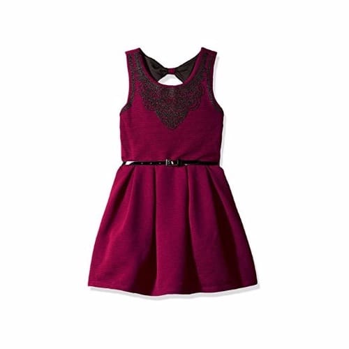 Girls' Skater Dress With Cavier Beads - Pink