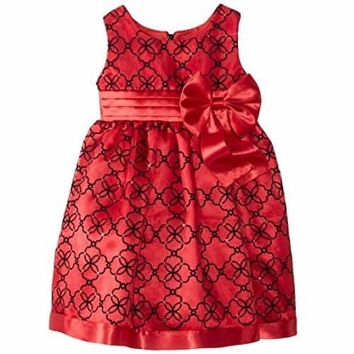 Girl's Organza with Satin Dress - Red