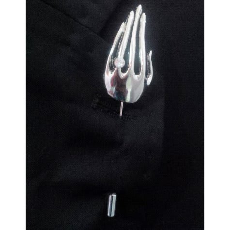 Studded Hand Lapel Pin - Silver