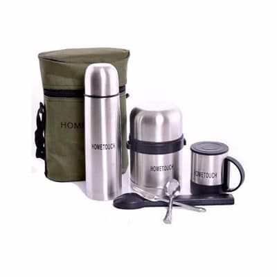 Stainless Steel Food Flask - Set Of 5 - Silver