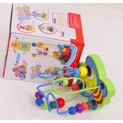 Kids Colorful Wooden Mini Around Beads Educational Game Toy