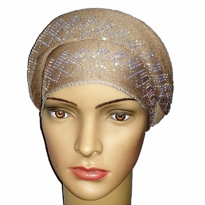 Silky Soft Regal Front Studded Turban with Diamond Design - Desert Brown