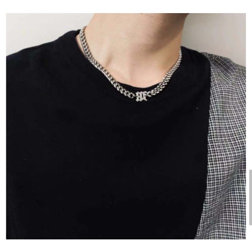Unisex Silver Cuban Pendant Chain Necklace