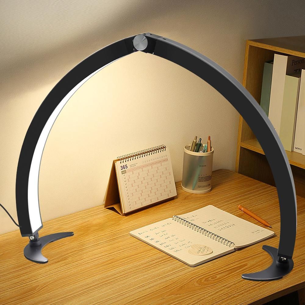 ANDOER Desktop Foldable Lamplight Half-moon Shaped Fill Light LED Desk Lamp Remote Control with 3 Adjustable Color Temperature for Live Streaming Manicure Beauty Salon