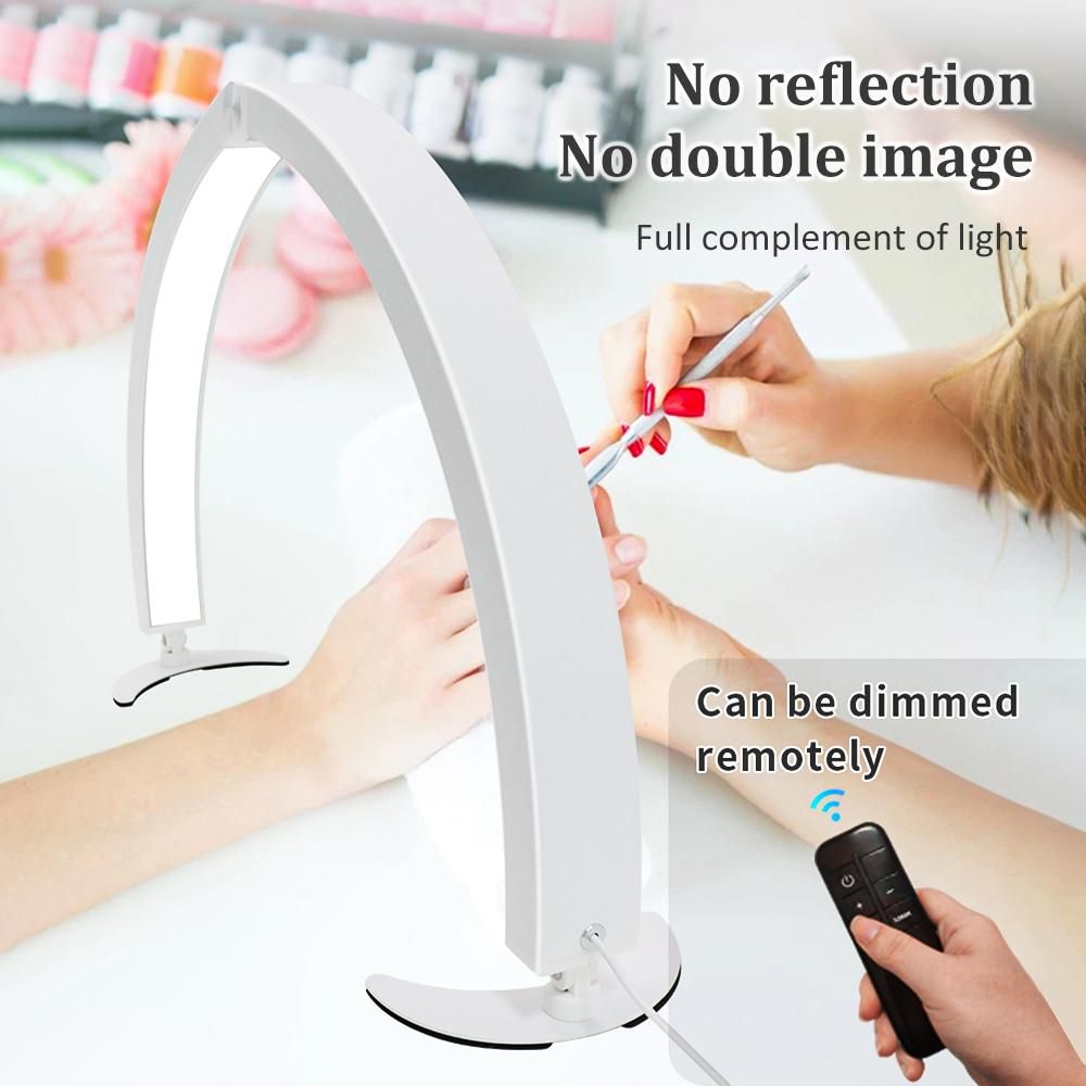 ANDOER Desktop Foldable Lamplight Half-moon Shaped Fill Light LED Desk Lamp Remote Control with 3 Adjustable Color Temperature for Live Streaming Manicure Beauty Salon