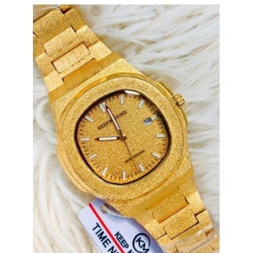 Keep Moving Men's Sprayed Iced Stone Bracelet Watch