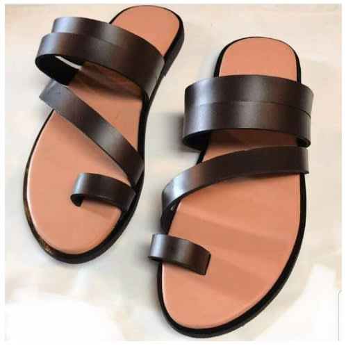 Male Dark Brown Toe Slippers